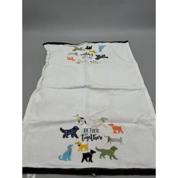 Dog-Themed Cotton Kitchen Towel With "Better Together" Print 23x16" white READ - Picture 4 of 9